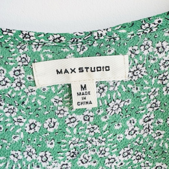 MAX STUDIO Green Floral Ruffle Wrap Midi Dress | Medium - Picture 7 of 8
